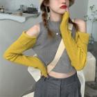 Cold-shoulder Knit Top / Wide-leg Dress Pants