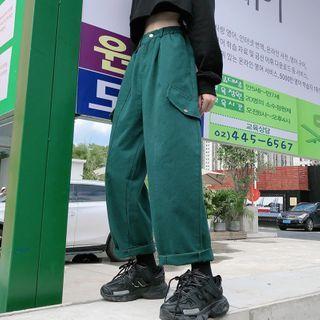 High-waist Pocket Wide-leg Cargo Pants