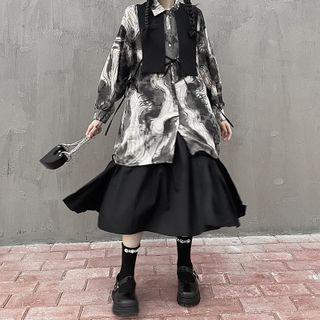 Print Shirt / Vest / Midi Skirt