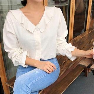 V-neck Frill-collar Blouse