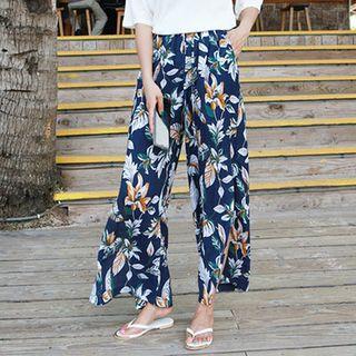 Floral-pattern Wide-leg Pants