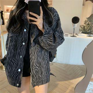 Zebra Print Button Jacket