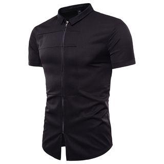 Front Zip Short-sleeve Shirt