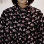 Mandarin-collar Floral Shirtdress
