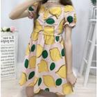 Lemon Print Short-sleeve A-line Dress