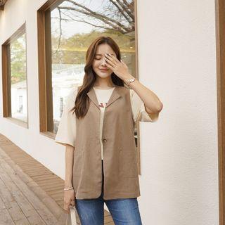 Sleeveless Open-placket Jacket