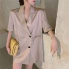 Single Breasted Short-sleeve Blazer Champagne - One Size