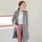 Pleated-trim Long Jacket With Belt