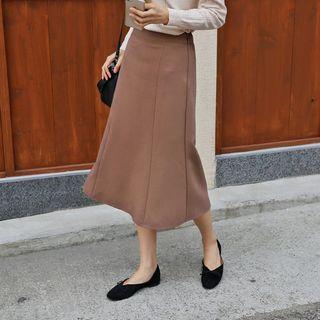 Elasticized-waist Midi Petal Skirt