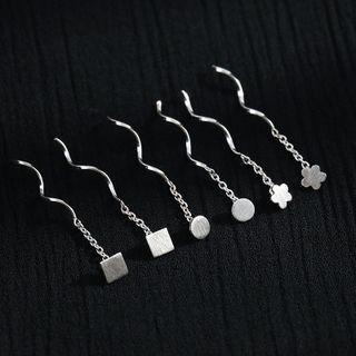 Brushed Sterling Silver Swirl Dangle Earring