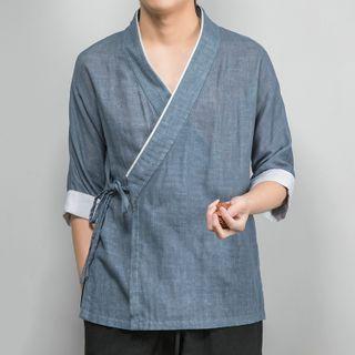 3/4-sleeve Wrapped Top