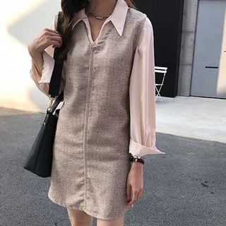 Set: Long-sleeve Blouse + Mini Tank Dress