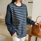 Striped Knitted Panel Top