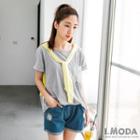 Short-sleeve Lace Pocket T-shirt