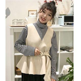 Set: Turtleneck Long-sleeve T-shirt + Vest