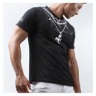 Round-neck Short-sleeve Cross Print Slim-fit T-shirt