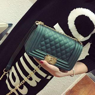 Buckled Chained Quilted Shoulder Bag
