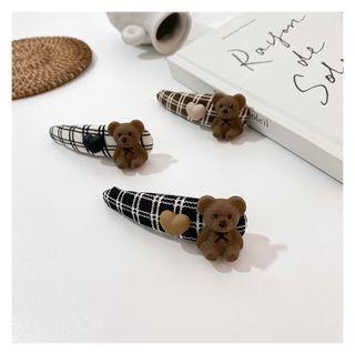 Heart Plaid Bear Hair Clip