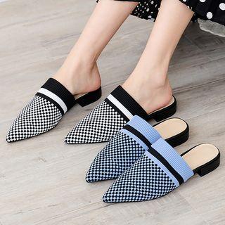 Checked Pointed Mules