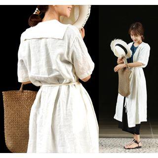 Wrap-front Linen Dress