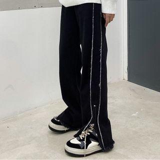 Zip Slit Straight Leg Jeans