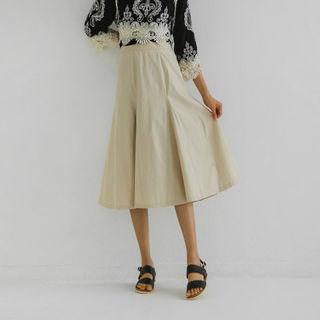 Godet-hem Midi Flare Skirt