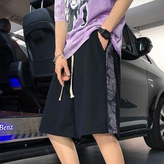 Bear Print Panel Wide Leg Shorts