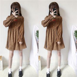 Long-sleeve Frilled Peter Pan Collar Dress As Shown In Figure - One Size