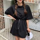 Drawstring-waist T-shirt Minidress