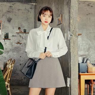 Tie-front Button-detail Blouse