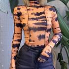 Long-sleeve Tie Dye Turtleneck Top