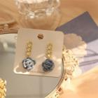 Flower Earring 1 Pair - Gold & Blue - One Size