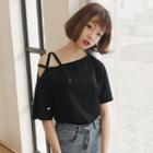 Strappy Asymmetric Shoulder T-shirt