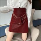 Faux-leather Skirt With Coins Bag