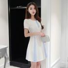 Two-tone Short-sleeve A-line Dress