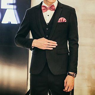 Set: Plain Blazer + Vest + Trousers