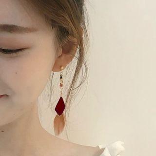 Feather & Bead Dangle Earring