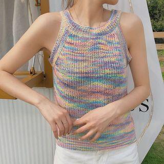 Sleeveless Rainbow Knit Top