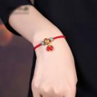 Retro Gemstone Wooden Bracelet Red - 15-18cm