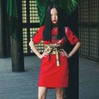 Japanese-style Printed Qipao(waist Belt Not Included) Red - One Size