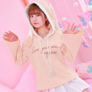 Cartoon Print Lettering Hoodie