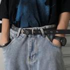 Couple Matching Faux Leather Belt Black - One Size