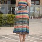 High-waist Multicolor Striped Midi Skirt