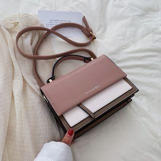 Top Handle Color Block Flap Crossbody Bag