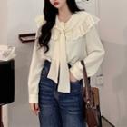 Lace Panel Tie-strap Blouse