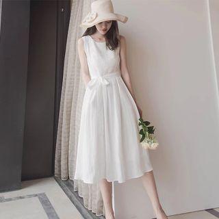 Chiffon Lace-up Maxi Dress