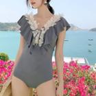 V-neck Flower Detail Swimsuit