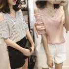 Shoulder Cut Out Short-sleeve Top
