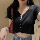 Short-sleeve Slim-fit Cropped Knit Top