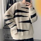 Striped Long-sleeve Round-neck Sweater